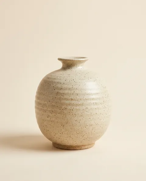 Hollowfern's product photo: Ripple Ceramic Vase, Large, Speckled Oat.